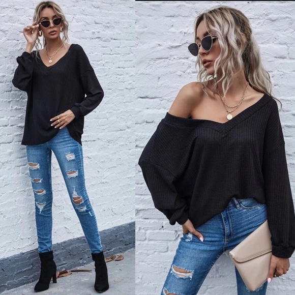 Black Off Shoulder Top - Picture 6 of 6